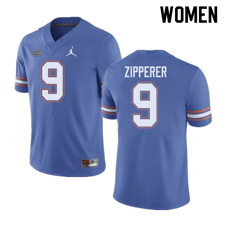 Women's NCAA Florida Gators Keon Zipperer #9 Stitched Authentic Jordan Brand Blue College Football Jersey TJT1165SQ